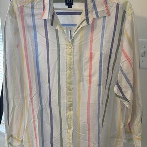 GAP Men's Pastel Striped Button-Down Shirt